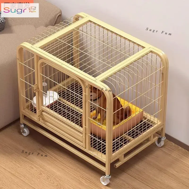 

Dog cage Indoor household Large dog Medium and small Pomeranian Teddy Shiba Inu Golden Retriever Mobile cat and dog cage wit