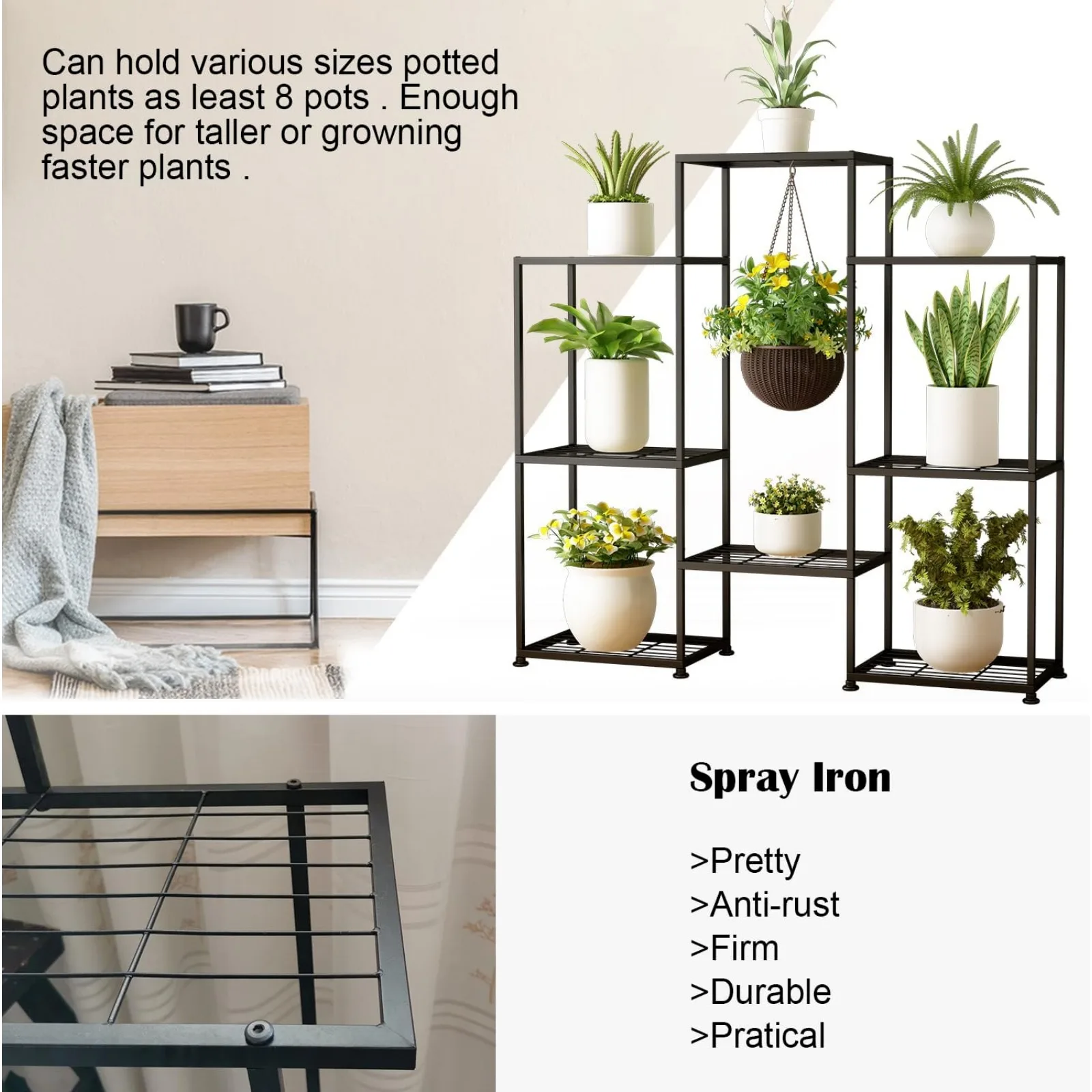 US Metal Plant Stand Indoor Metal Plant Stands Outdoor Tiered Plant Shelf for Multi