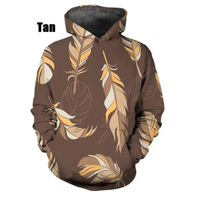 Mens Hoodies 3D Print Feather Graphic Hoodie For Men Women Fashion Casual Pullover Sweatshirts Full Print Streetwear Hoodies