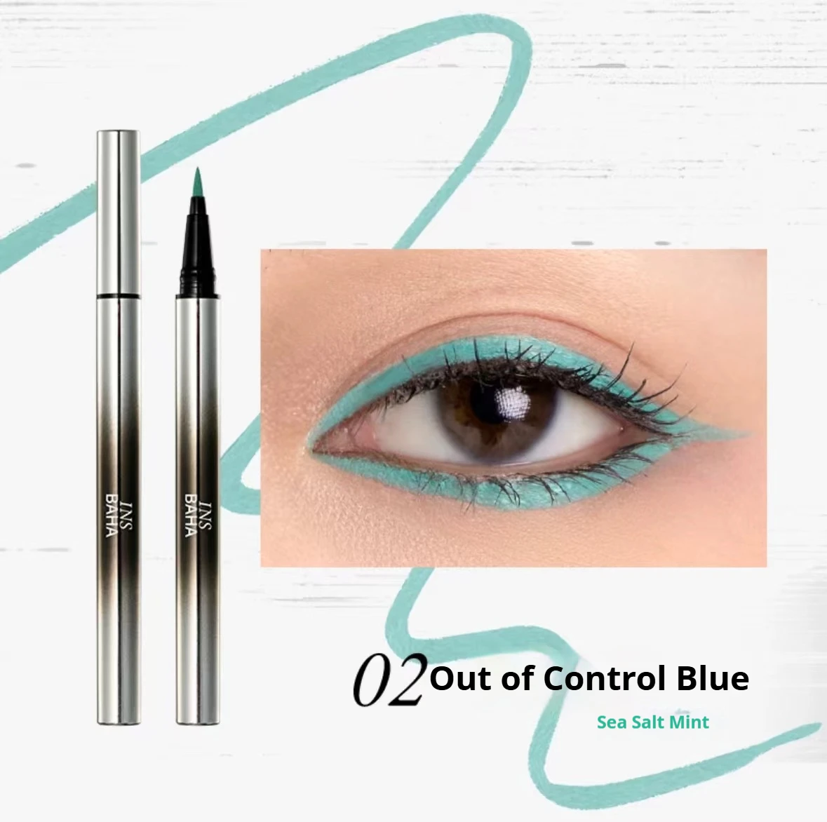 INSBAHA Eyeliner Liquid Pen Fine Smooth Waterproof Sweatproof Resistant Fast Drying Color Playing  Durable Blue Film Forming