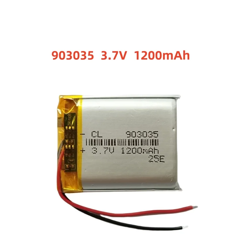 

3.7V 1200mAh Li-Polymer Replacement Li Lipo Battery 903035 JST 2Pin 1.0/1.25/1.5/2.0/2.54mm Connector For GPS Camera LED