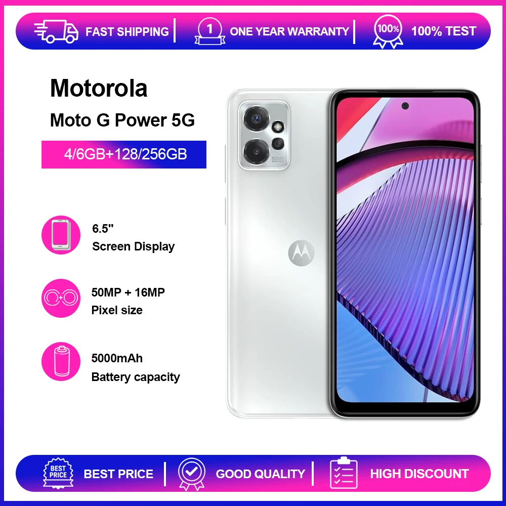 هاتف موتورولا موتو جي باور 2023 5G XT2311 الأصلي 6.5 IPS LCD 120 هرتز عرض 128 جيجابايت روم 4 جيجابايت رام بصمة الهاتف المحمول