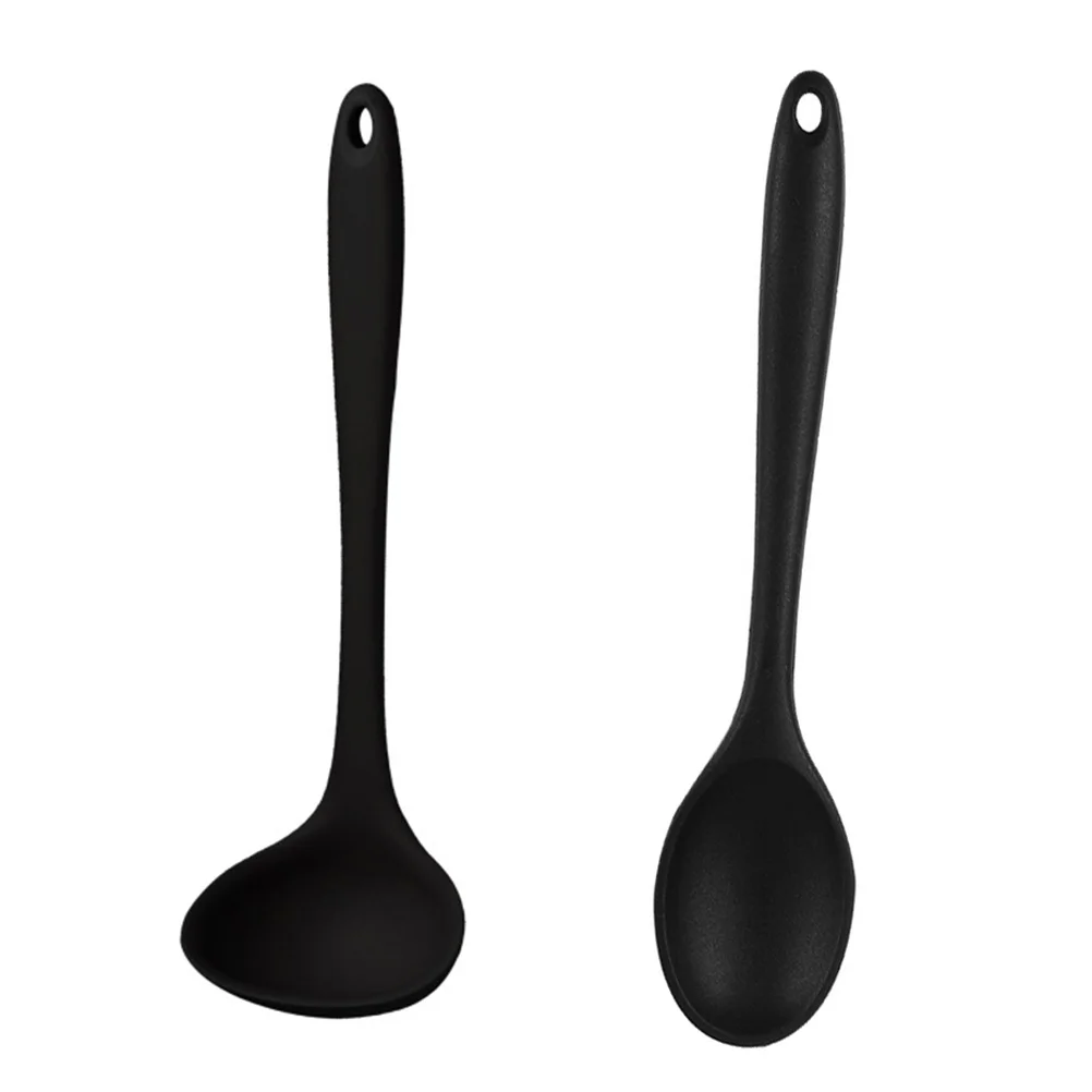 2 Pcs Silicone Spoon Ladle Scoop Titanium Heat Resistant Soup Home Rice Spoons Kitchen Gear Domestic Accessories Spatula