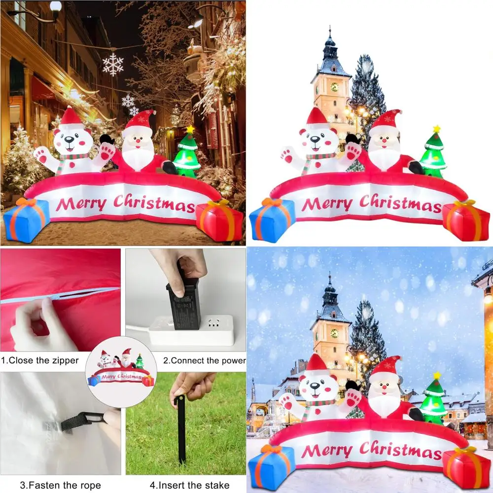 

10-Foot Santa Polar Bear Xmas Tree LED Inflatable for Outdoor Holiday Yard Decor