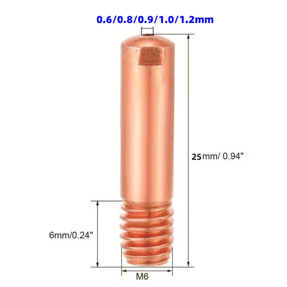 MB15 MIG Torch Nozzles Set of Ten Contact Tips in Multiple Diameters for Enhanced Compatibility in Welding Tasks