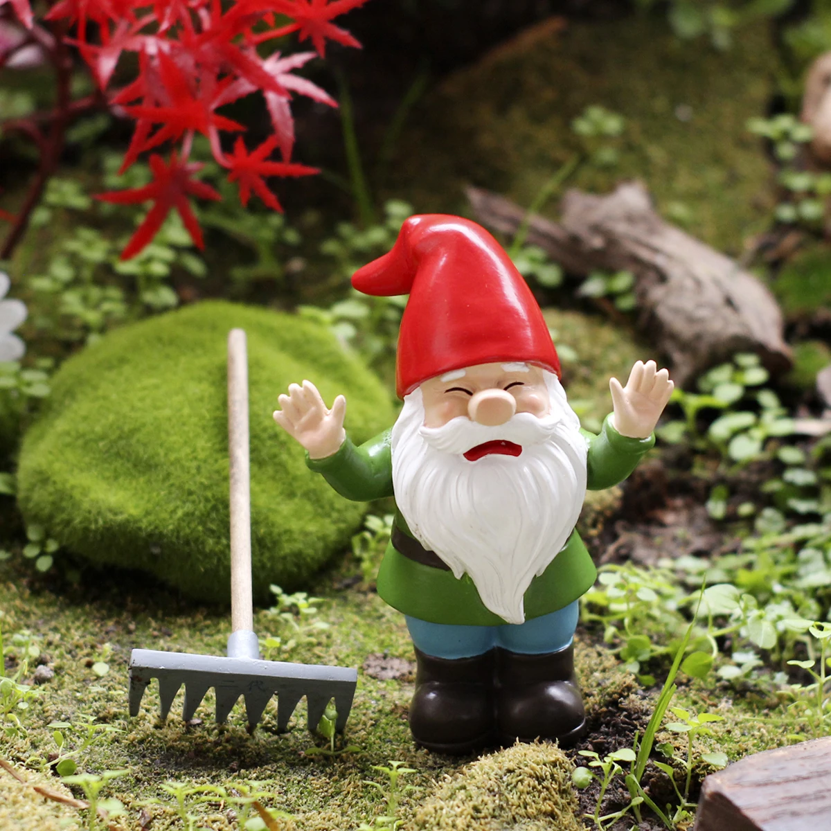 2 flat nosed dwarves that hit the wall, fun garden decorations and funny ornaments, bonsai scene arrangement, resin crafts
