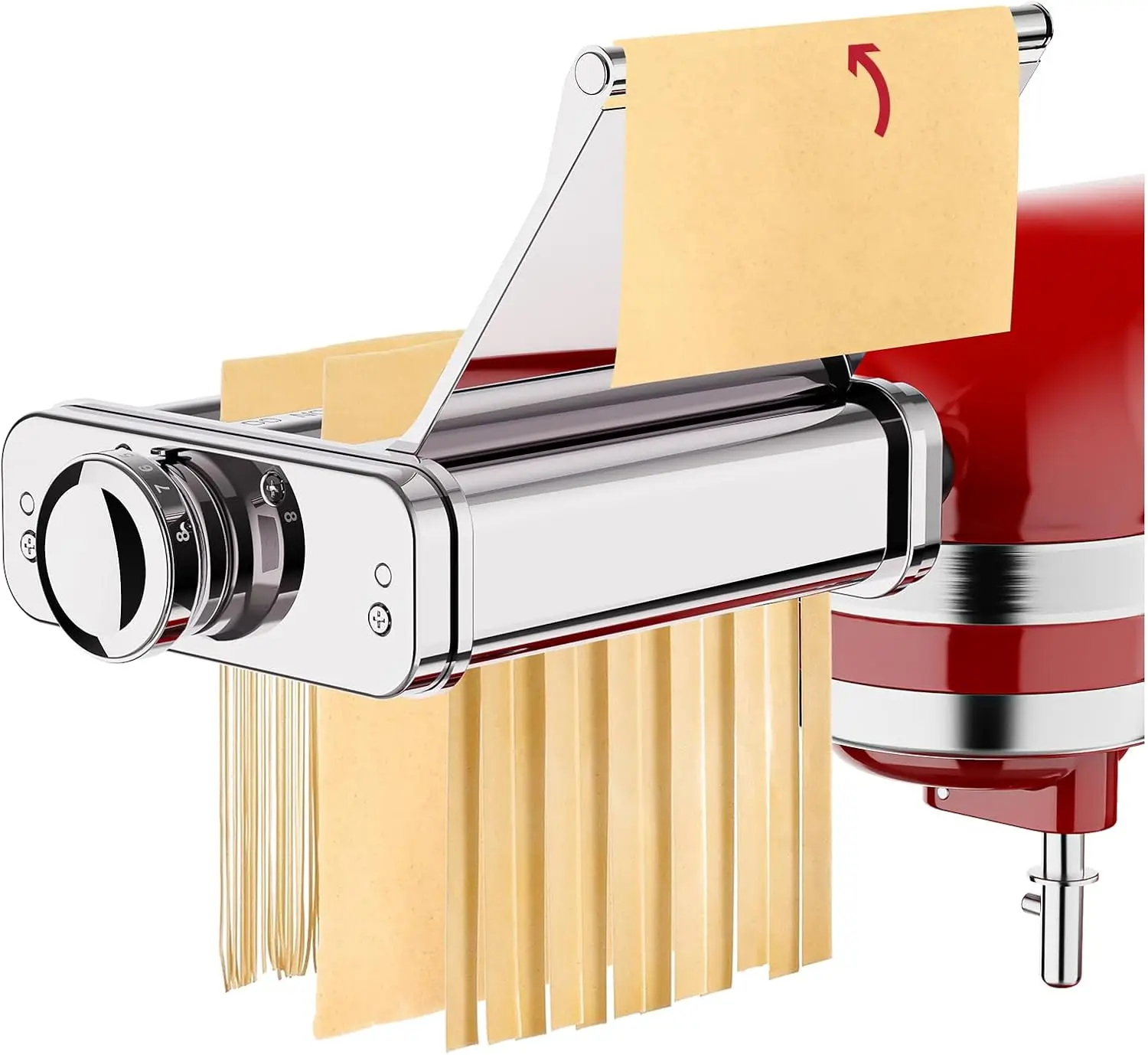 

Stainless Steel Pasta Maker Attachment for Stand Mixers, 3-in-1 with Auto Conveying Roller Plate