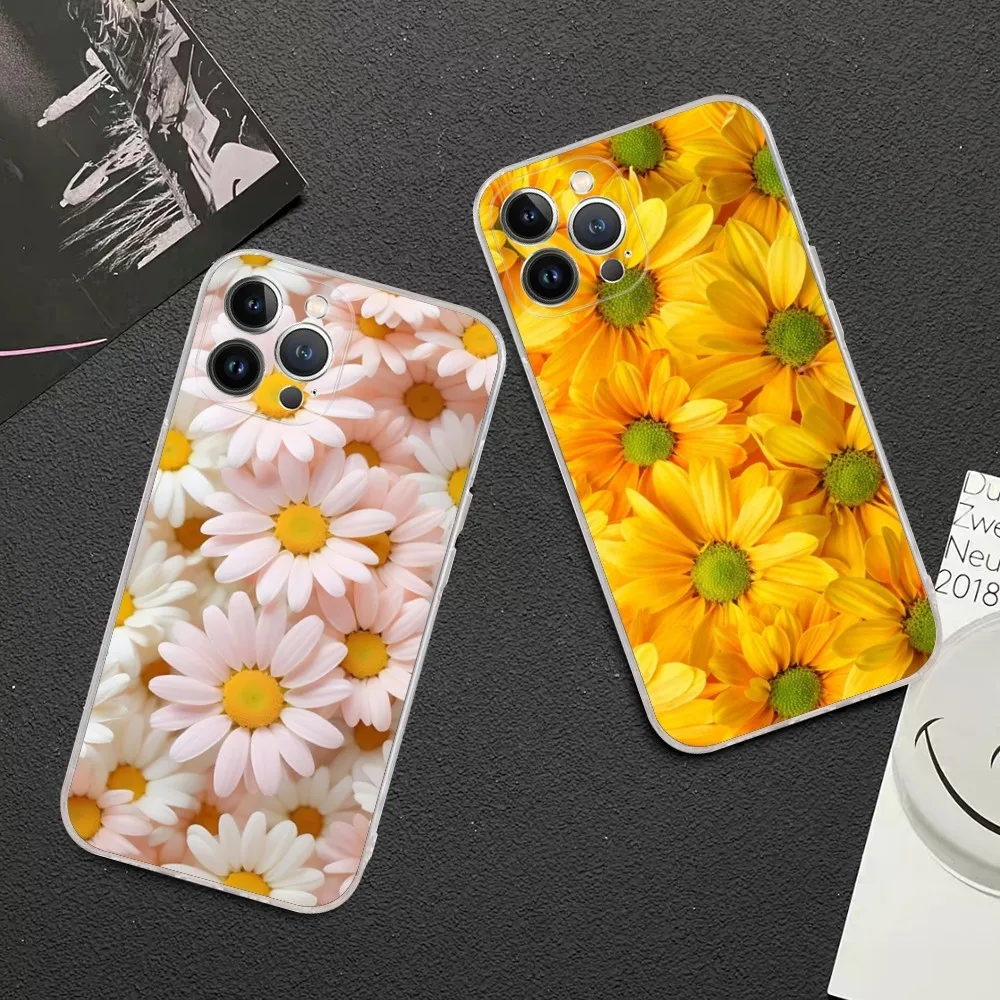 Chrysanthemum Sunfloewr Phone Case For iPhone 15 14 13 12 Mini 11 Pro XS Max X XR SE 6 7 8 Plus Soft Silicone Cover