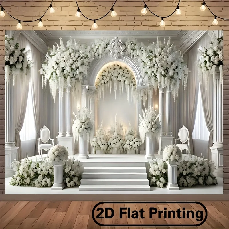 Luxury Floral Wall Tapestry Mural Wedding Backdrop Decoration Polyester Print for Home Decor EventStage Photography Elegant Arch