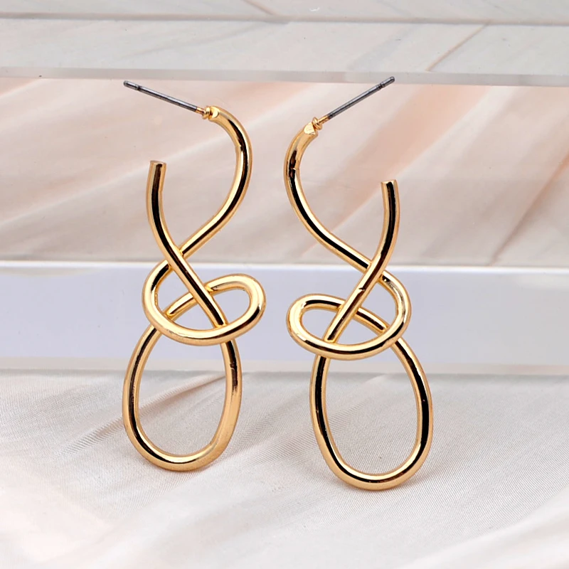 Brincos Dangle de malha de metal vintage para mulheres, brincos geométricos distorcida, joias punk irregulares, moda personalizada