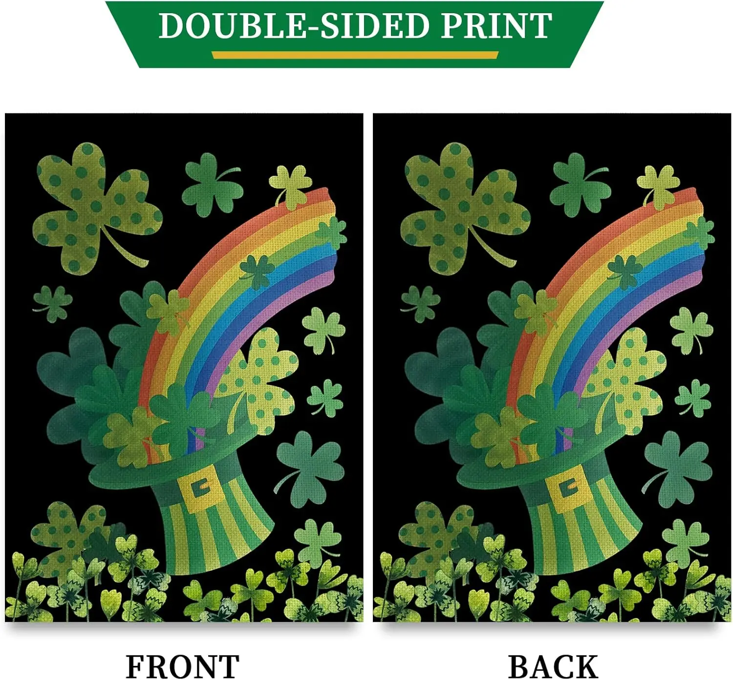 St Patricks Day Garden Flag, Double Sided Burlap Top Hat St Patrick's Day Garden Flag,12x18 Inch Small Sharmrock Vertical Sp