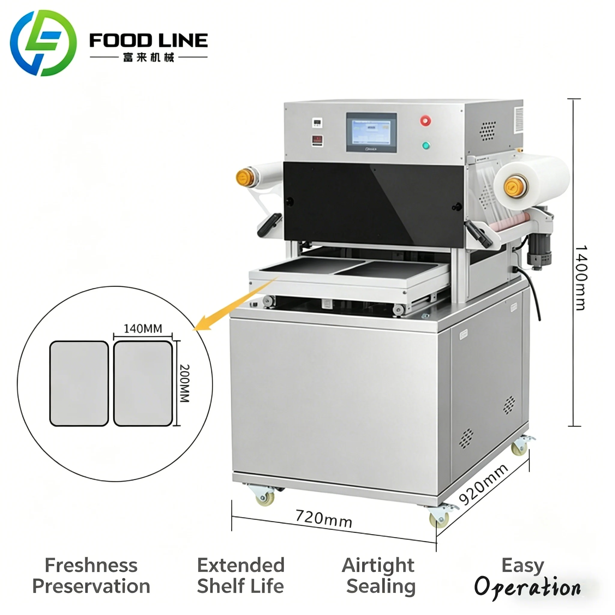 Sturdy Modified Atmosphere Vacuum Packaging Machine Biscuit Nitrogen Map Flow Pack Machine
