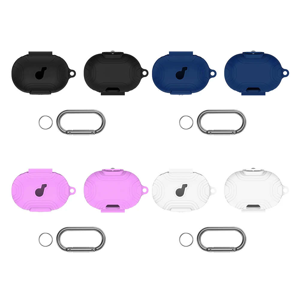 Silicone Earphone Protective Sleeve Portable Shockproof with Carabiner Anti-scratch for Anker Soundcore Space A40 Charging Box