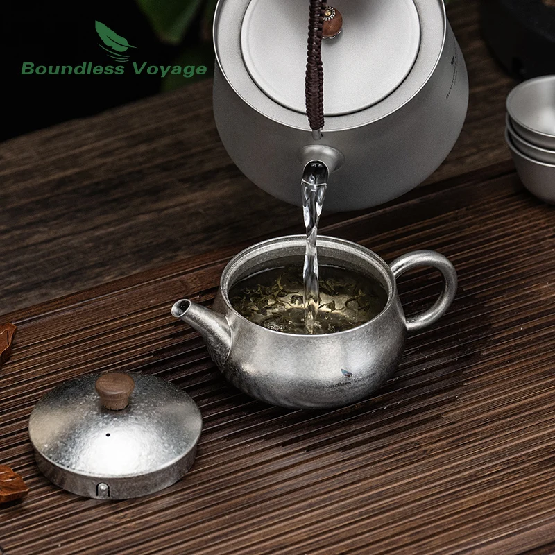 

260ml Titanium Teapot with Filter, Chinese Kung Fu Tea Set, Lightweight Portable for Camping Office Home