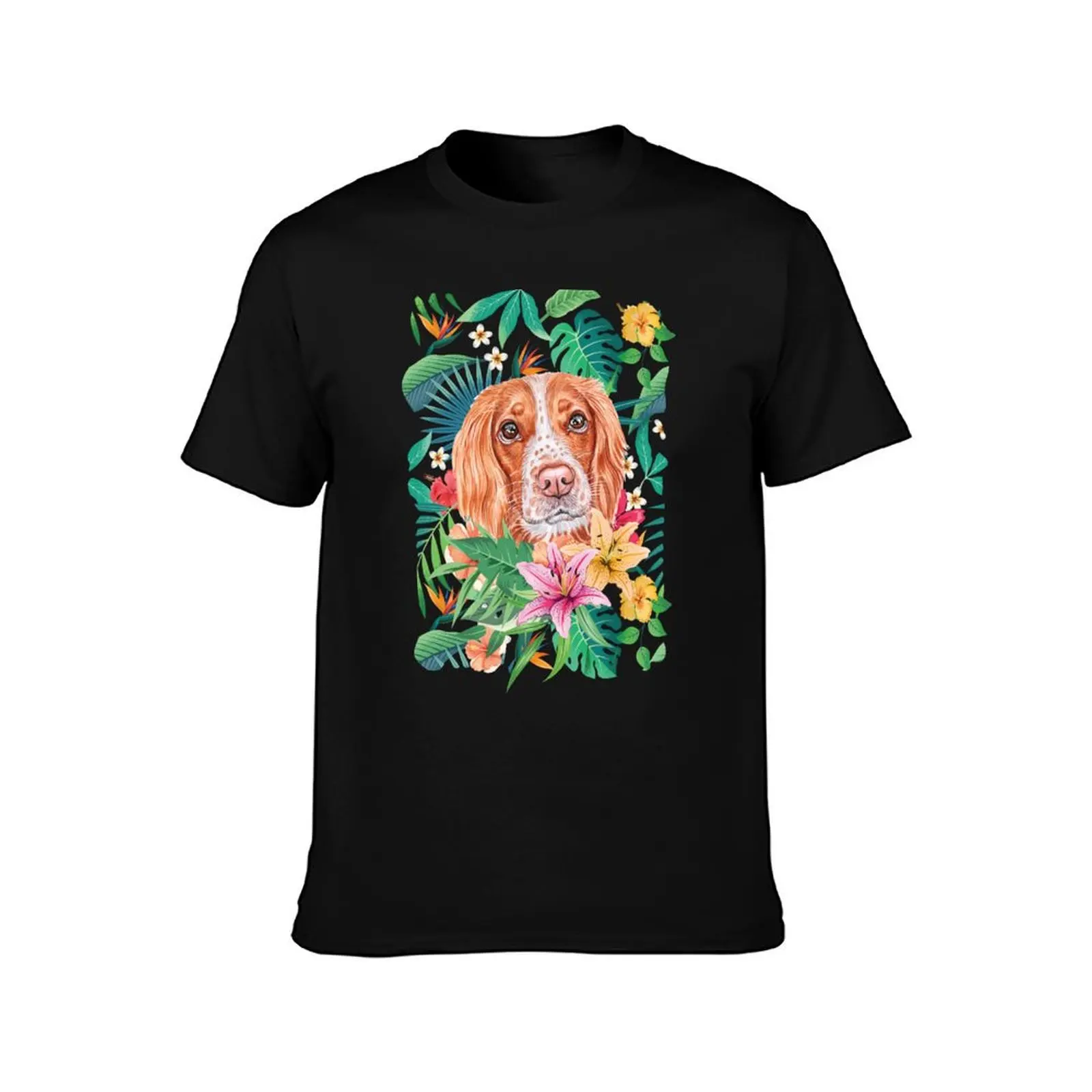 Tropical English Springer Spaniel T-Shirt sweat rapper graphic tees custom shirt cotton t shirt men