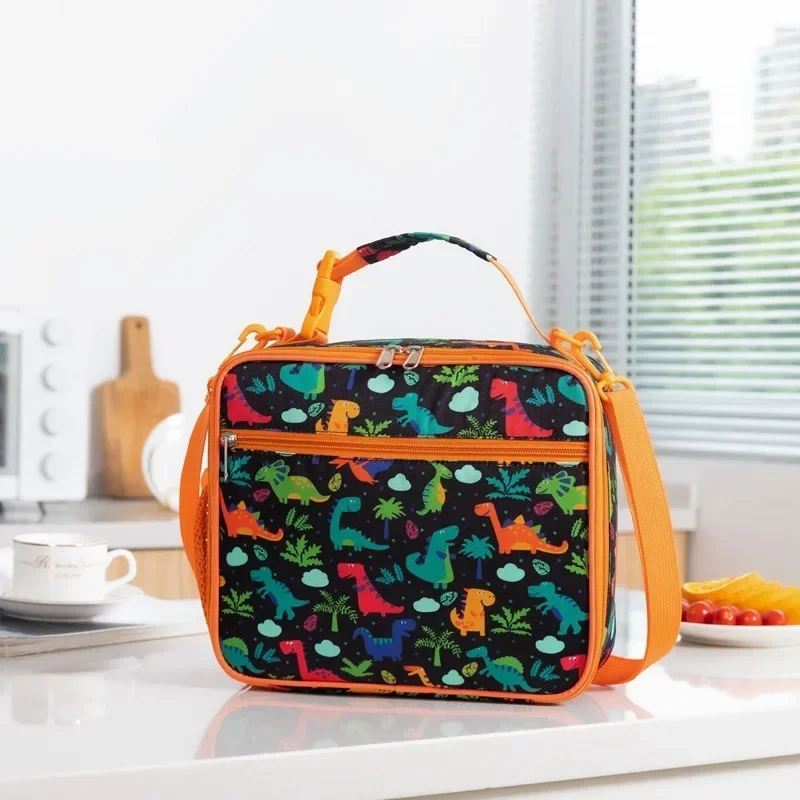 BPA free Food Safe Lining Fitness Children School Food Carrier Insulated Thermal Kids Meal Prep Lunch Bag with Bottle Holder