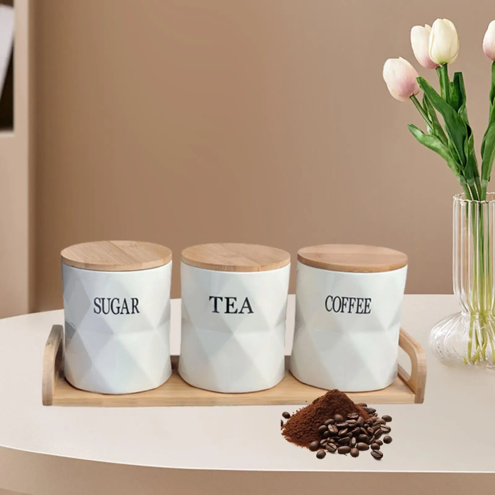 

3x Airtight Kitchen Canister Kitchen Jar Tea Organizer Storage Container Jar for Sugar,Spice,Cookie,Coffee Kitchen Countertop