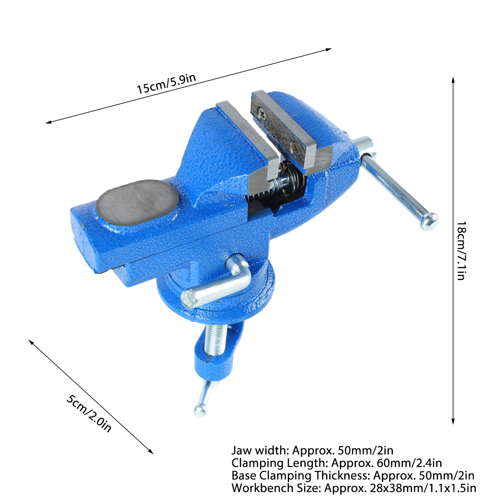 Bench Vise Heavy Duty 50mm Jaw High Hardness 360 Degree Rotation Universal Table Vise Clamp