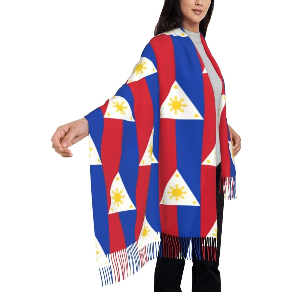

Women'S Philippines Flag Oversize Tassel Shawl Scarf Wraps For Women
