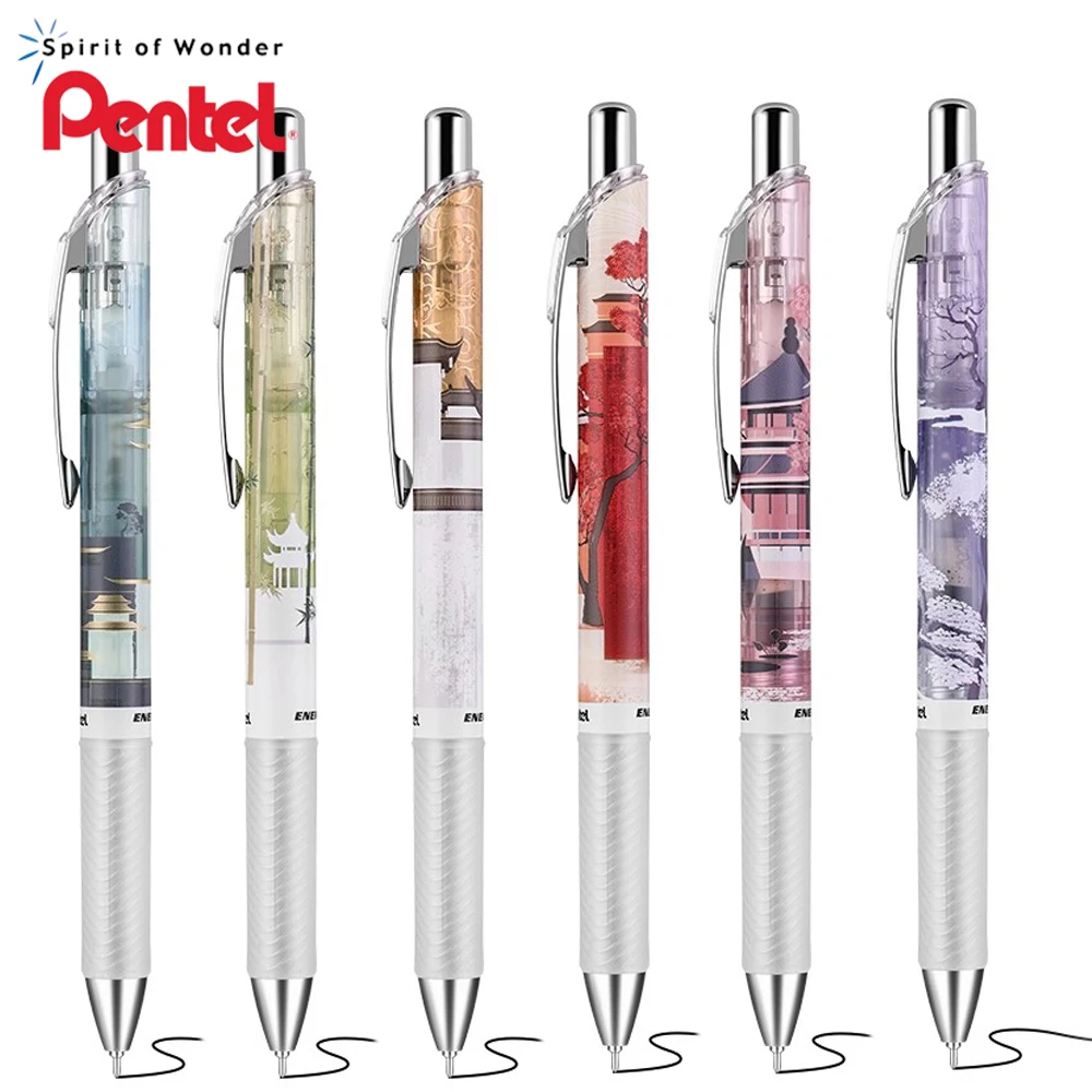 

6pcs Japan Pentel Gel Pen BLN75 Limited Edition Black Pen Fast-Drying Ink 0 Traditional Culture School Stationery Supplies