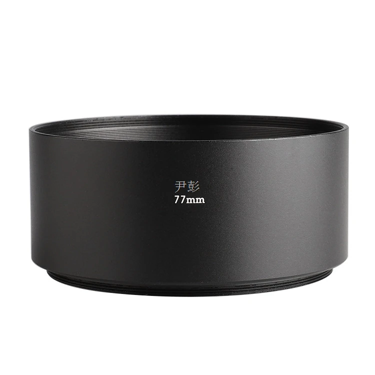 77mm Aluminum Alloy Cylindrical Lens Hood Screw-in Medium Telephoto Lens Sunshade for DSLR Mirrorless Camera Lens