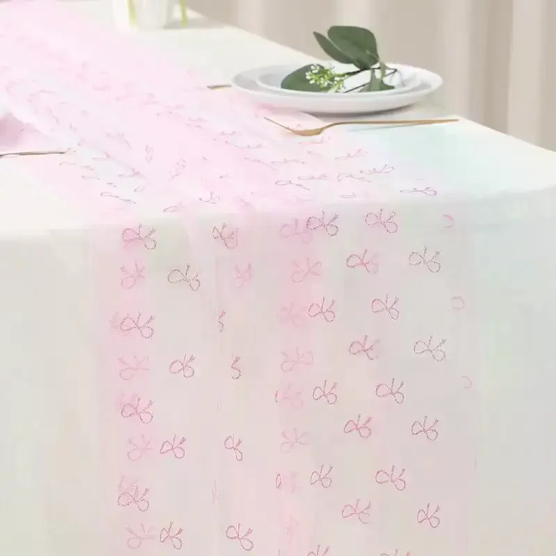 Bow Party Decorations Tablecloth, Girl Bow Theme Coquette Birthday Party Supplies Table Cover, Bow Birthday Baby Shower Decorati