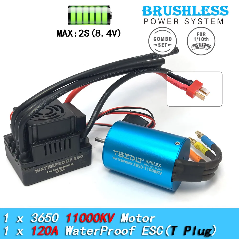 YSIDO 3650 Combo 5400KV 3600KV Bürstenloser Motor 60A/80A/120A ESC für 1/10 Traxxas HSP Tamiya Arrma RedCat RC Monster Truck Auto – Detail 14