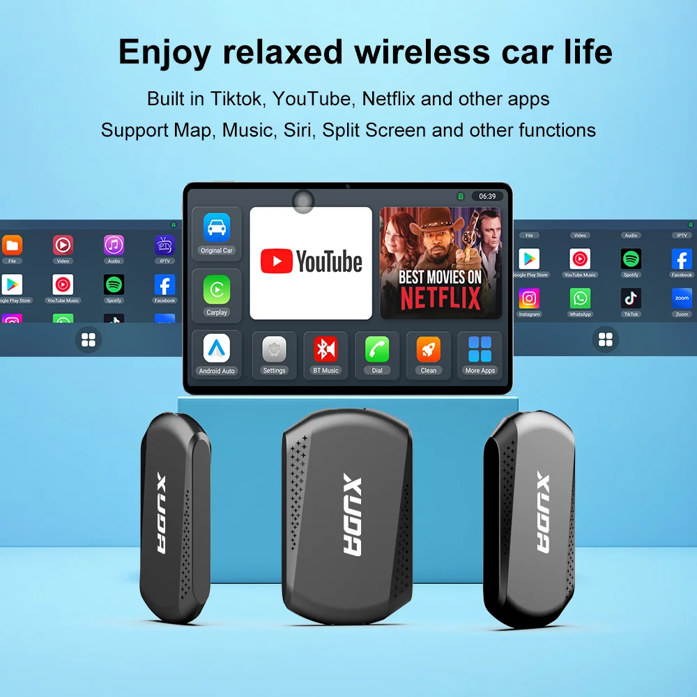 2025 Acodo Android 14 3in1 CarPlay Ai Box Wireless Android Auto USB Adapter 4G 64G For Youtube Netflix Automatic connection