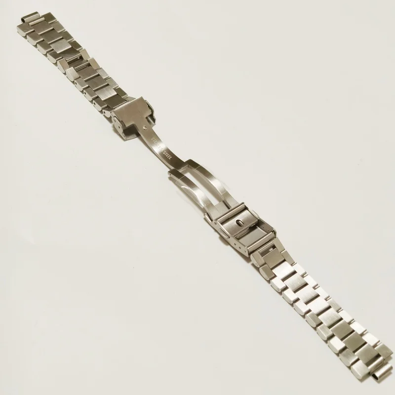 20mm Stainless Steel Silver Vintage President Curved End Watch Strap Band Bracelet Fits for SKX 013 SKX 015 Watch