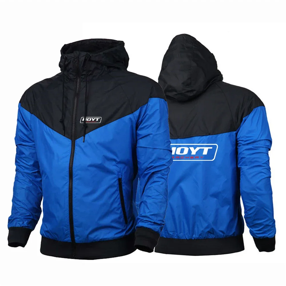 2024 New Men Hoyt Archery Printing Fashion Splicing Windbreaker Zipper Jackets Comfortable Leisure Slim Hoodies Coat