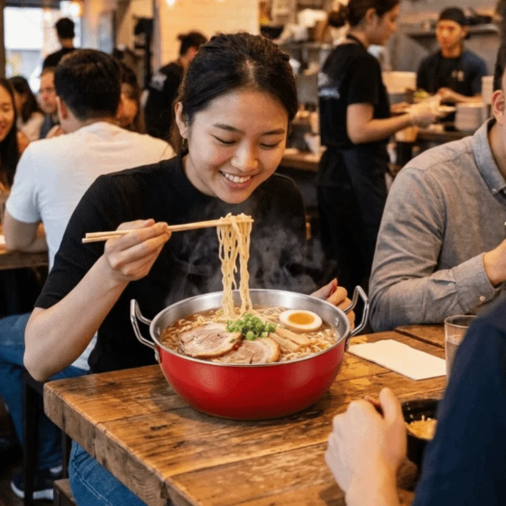 Stainless Steel Dual Handle Bowls Large Capacity Food Grade Instant Noodle Bowl Rust Proof Anti-slip Kitchen Cooking Bowls