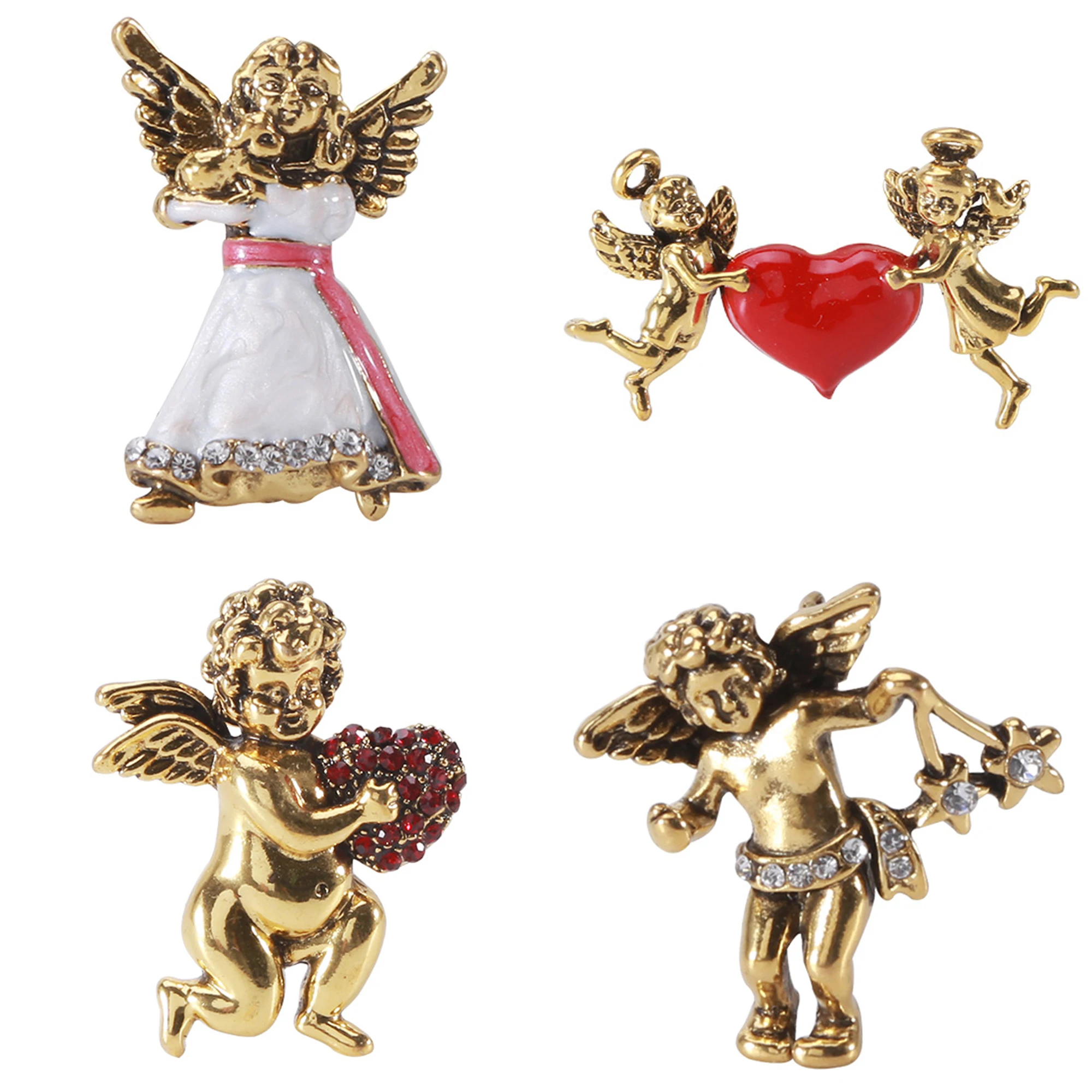 Enamel Angel Brooches for Women Unisex Cupid Love Character Pins Event Party Backpack Decoration Clothes Accessories