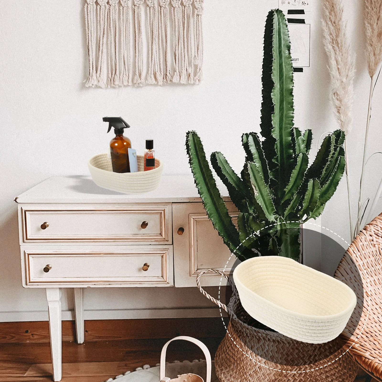 

Cotton Rope Woven Storage Basket Small Nordic Style Baskets For Organizing Shelves Makeup Nursery Home Decor