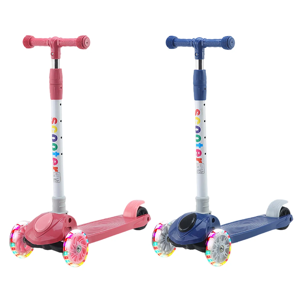 Kick Scooter Light-Up Wheels 3 Wheel Scooter Adjustable Height Kids Push Scooter Non-Slip Deck for Children Ages 3-10