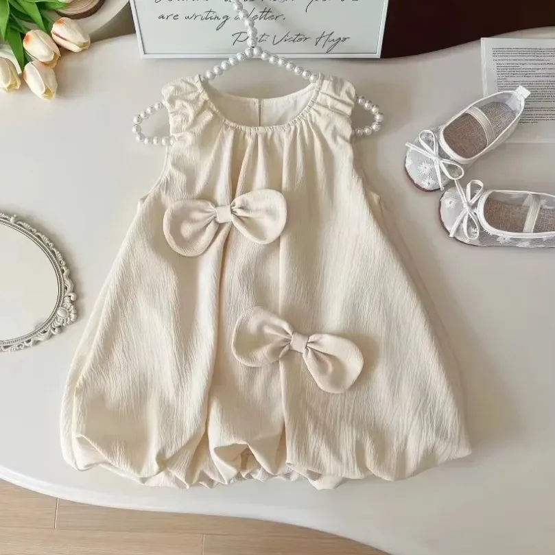 

Girls Princess Sets Sleeveless Bow Shirt+Shorts Children Clothes Two Piece Set Party New Toddler Girl Summer Dress 2-7Yrs