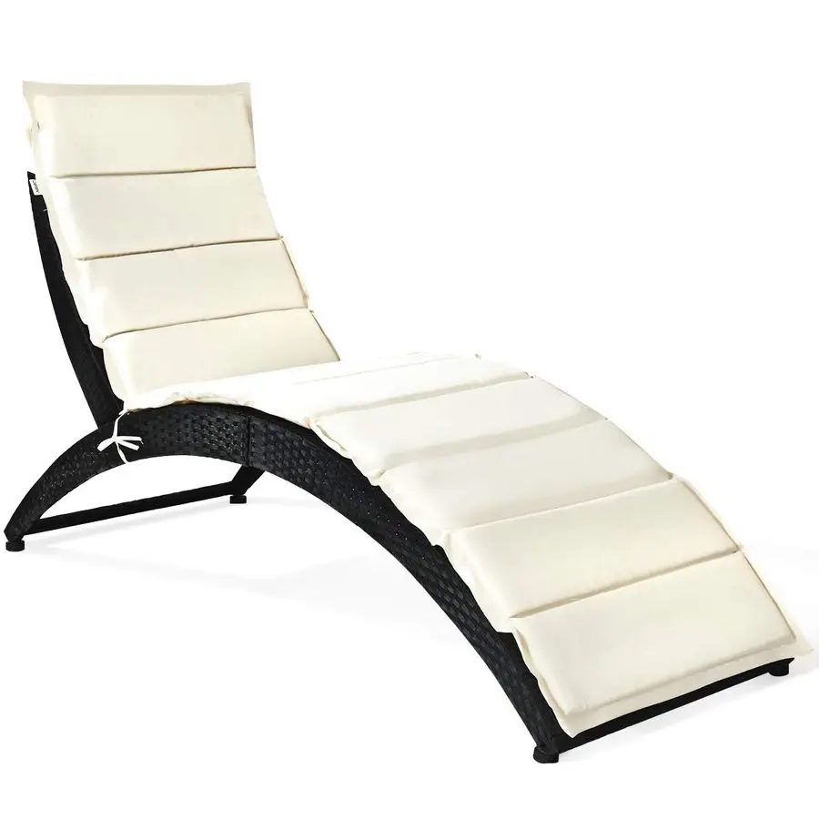 Modern White Rattan Amp Steel Foldable Patio Lounge Chair O…