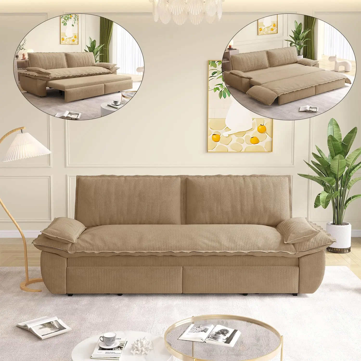 Modern Camel Velvet Loveseat,Futon Club Two Seater Sofa,Compact Living Room Studio,Office,Dormitory,Breathable, Customized