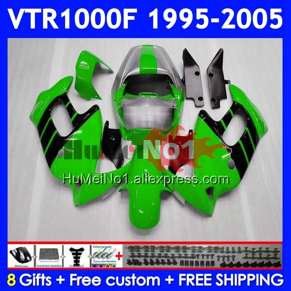 SuperHawk For HONDA VTR1000F VTR1000 67No.128 VTR 1000 F 1000F 1995 1996 1997 1998 1999 Green black 2000 01 02 03 04 05 Fairing