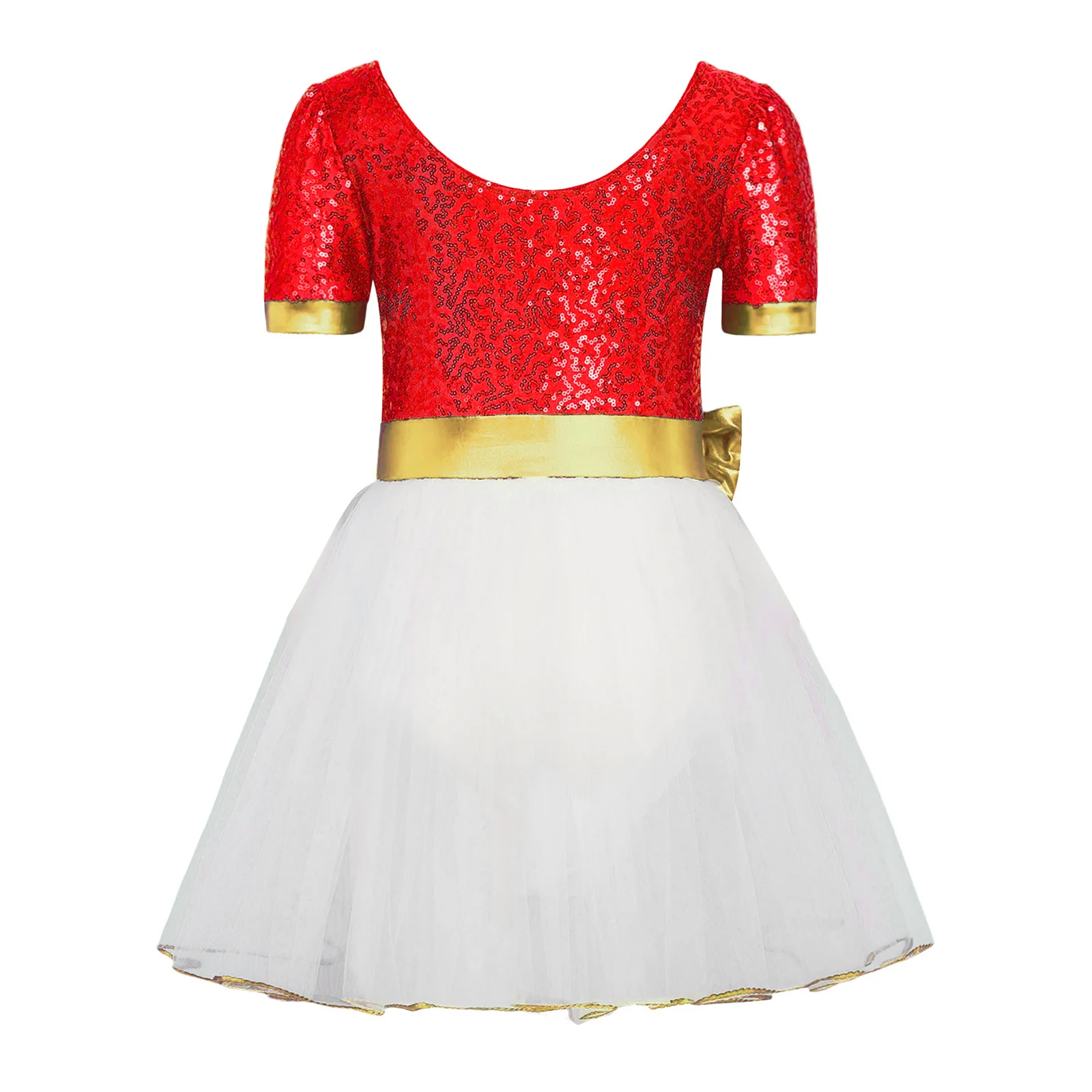 Vestido infantil de natal para meninas, malha de lantejoulas, tutu, vestido de férias para performance em palco, fantasia de festa de dança, roupas de natal e ano novo