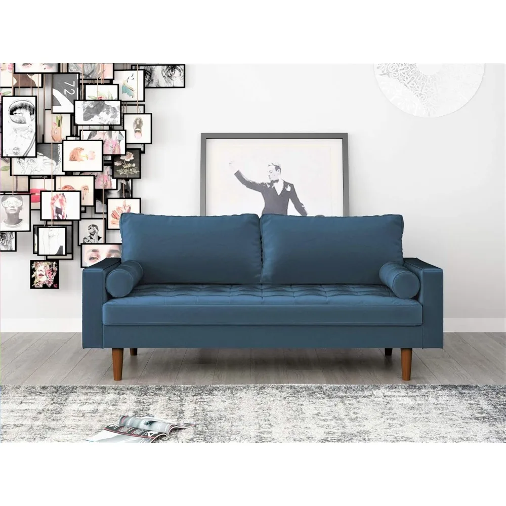 S5456 Mid Century Modern Velvet Upholstered Tufted Living Room Sofa, 69.68