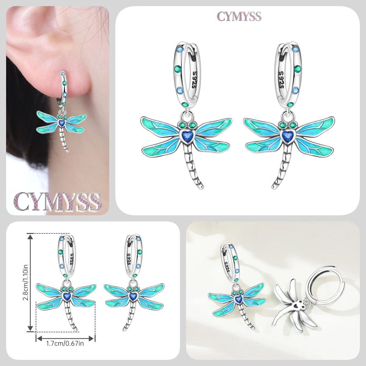 925 Sterling Silver Inlaid Zircon Butterfly Earrings Insect Element Original Design Women's Fashion Party Jewelry Gift Ear Loops S6a7d44b5bcfd4eeb82eccbb84b326facV