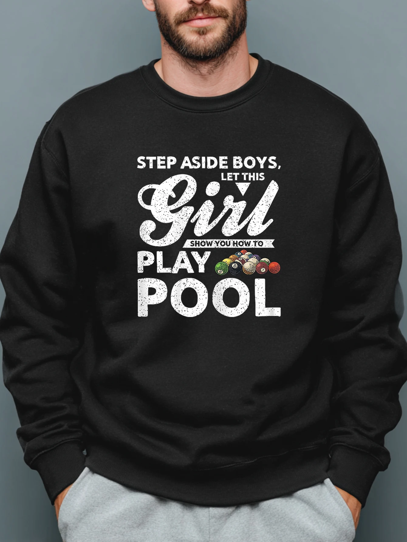 سترة سوداء بأكمام طويلة "الأولاد يخرجون من الطريق، دع هذه الفتاة تعليمك كيفية العزف على حمام السباحة" طباعة، عشاق الرياضة #1