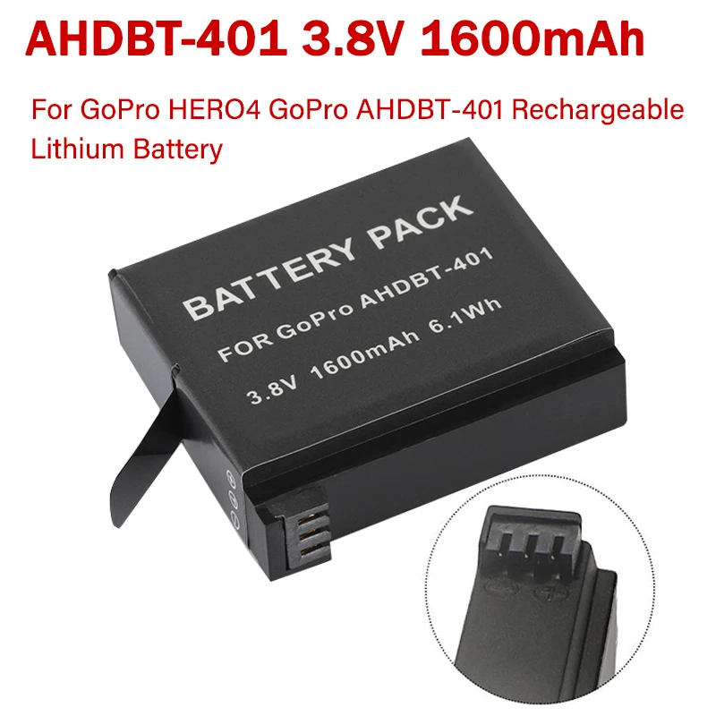 

AHDBT-401 AHDBT 401 Battery 1600mAh Rechargeable Lithium Batteries for GoPro Hero 4 Action Camera Battery
