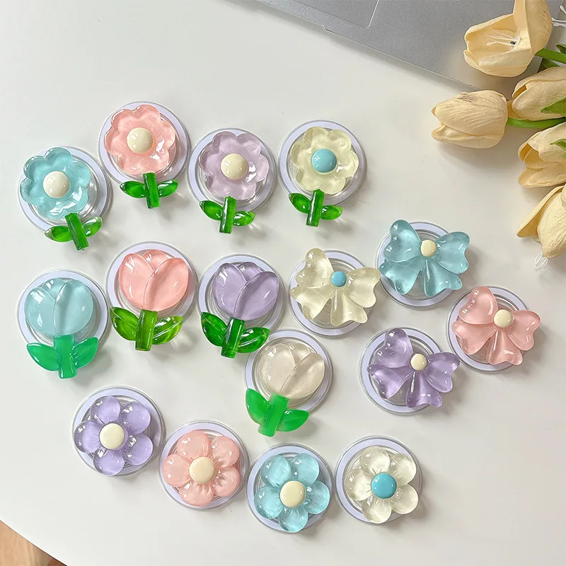 

Свежий и чистый цветочный держатель для телефона с магнитным креплением MagSafe, выдвижной, для iPhone, Samsung S26, подставка-держатель Grip Tok