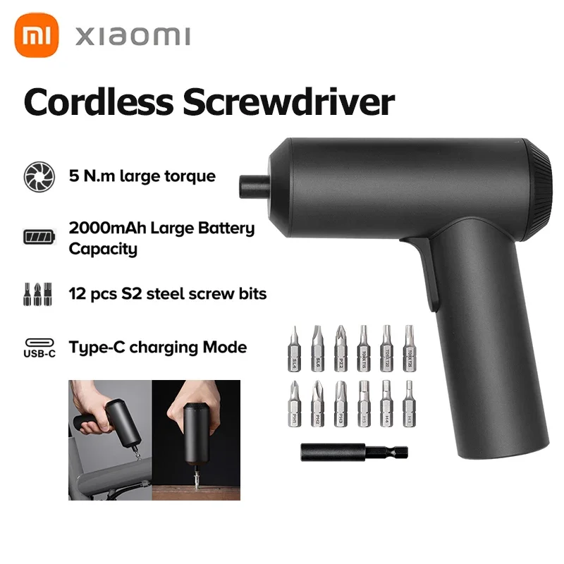 Xiaomi Mi Cordless Screwdriver 3.6V 5NM High Torque Battery Electric S2 Bits 2000mAh Household Multifunctional Maintenance Tools