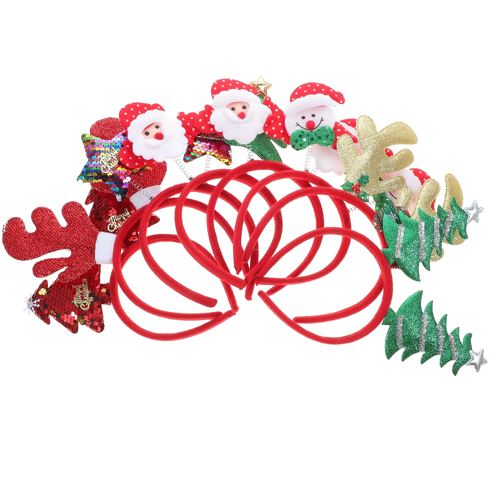

8Pcs Adorable Christmas Hairbands Creative Festival Party Headbands Exquisite Holiday Accessories Hair Hoop