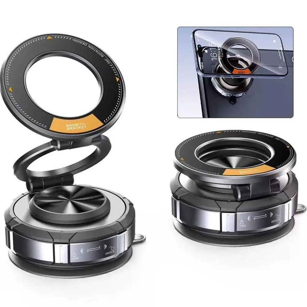 360 °Adjustable Vacuum Suction Phone Holder Magnetic Foldable Phone Mount For Car Desk Navigation Support Bracket
