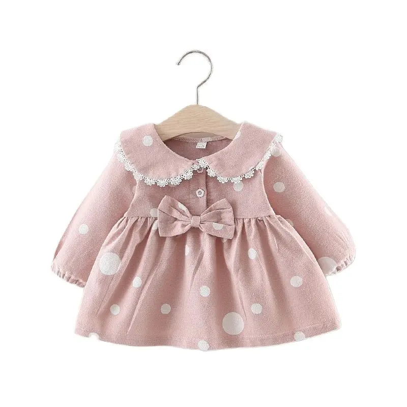 

Newborn Girls and Baby Girls' Spring Cute Dress Doll Neck Print Lace Dress Bowknot Princess Birthday Dress Toddler Toddler Casua