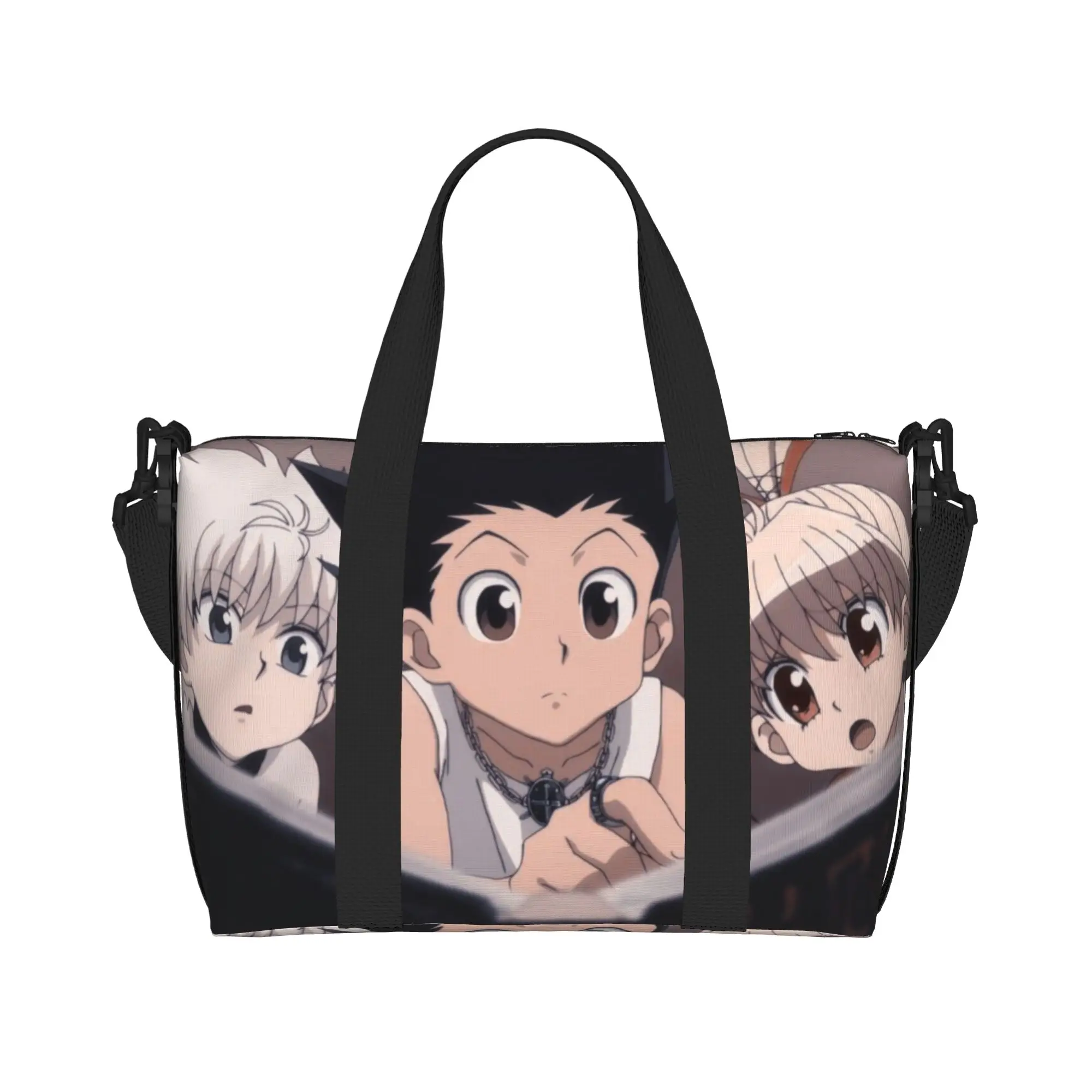 Custom HXH Anime Groceries Shopping Tote Bags Women Large Capacity Gym Beach Travel Bags