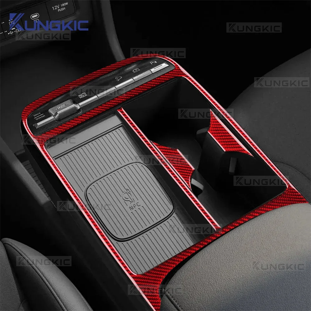Sticker For Hyundai Tucson NX4 2024 2025 2026 2027 Real Soft Carbon Fiber Car Transmission Cup Frame Panel Interior Trim Decor